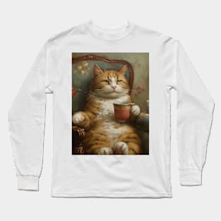 Tea Time Cat I Long Sleeve T-Shirt